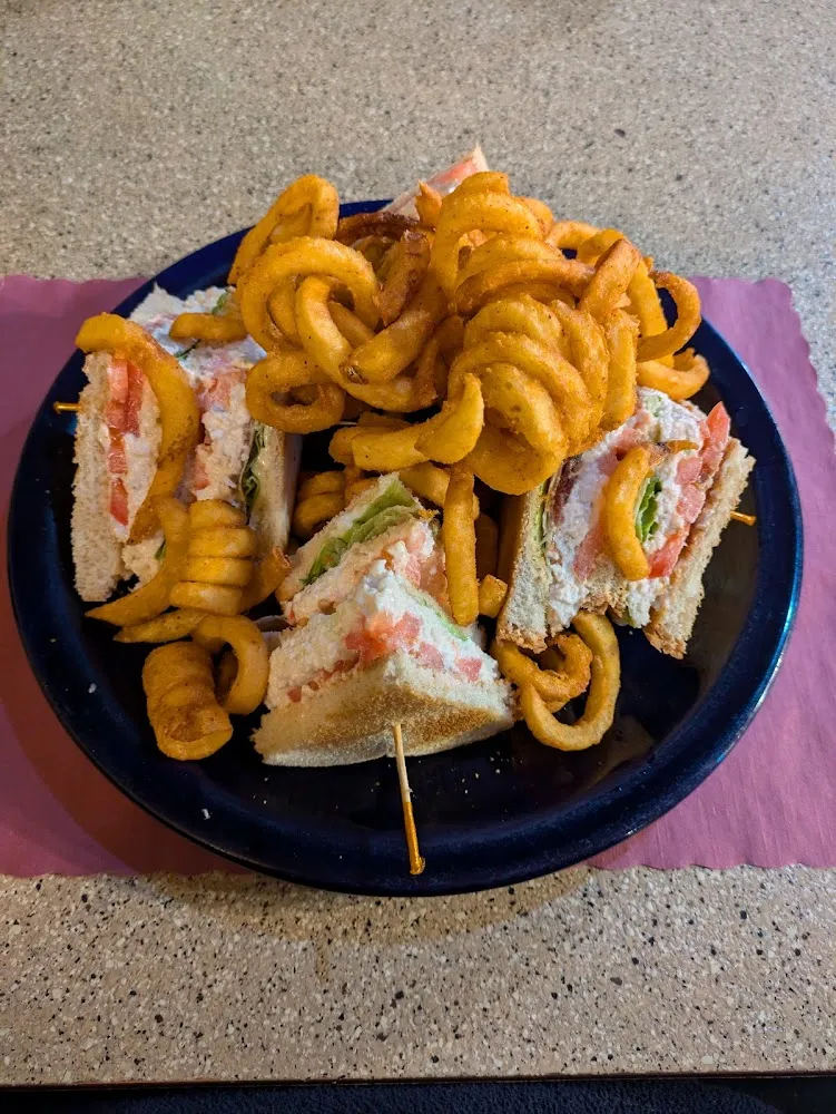 Chicken Salad Club Topped with Seasoned Fries
